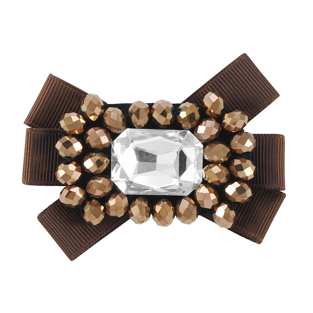 Аппликация декор медный бант 6 лент, янтарные бусины, 1крупный многоугольный камень. Аппликация Декор