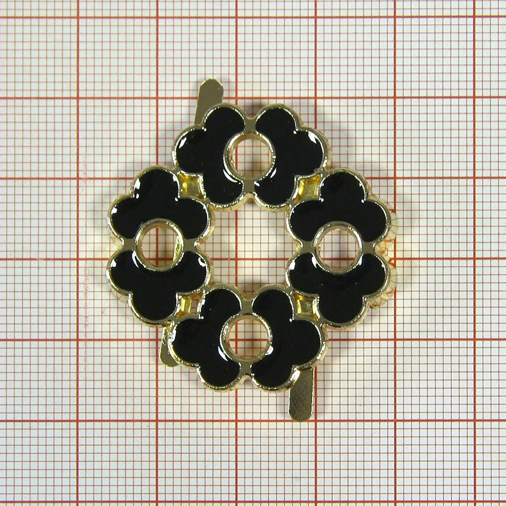 Краб металл 11158 4 колечка 35мм GOLD, черная эмаль. Крабы Металл Цветы, Жуки