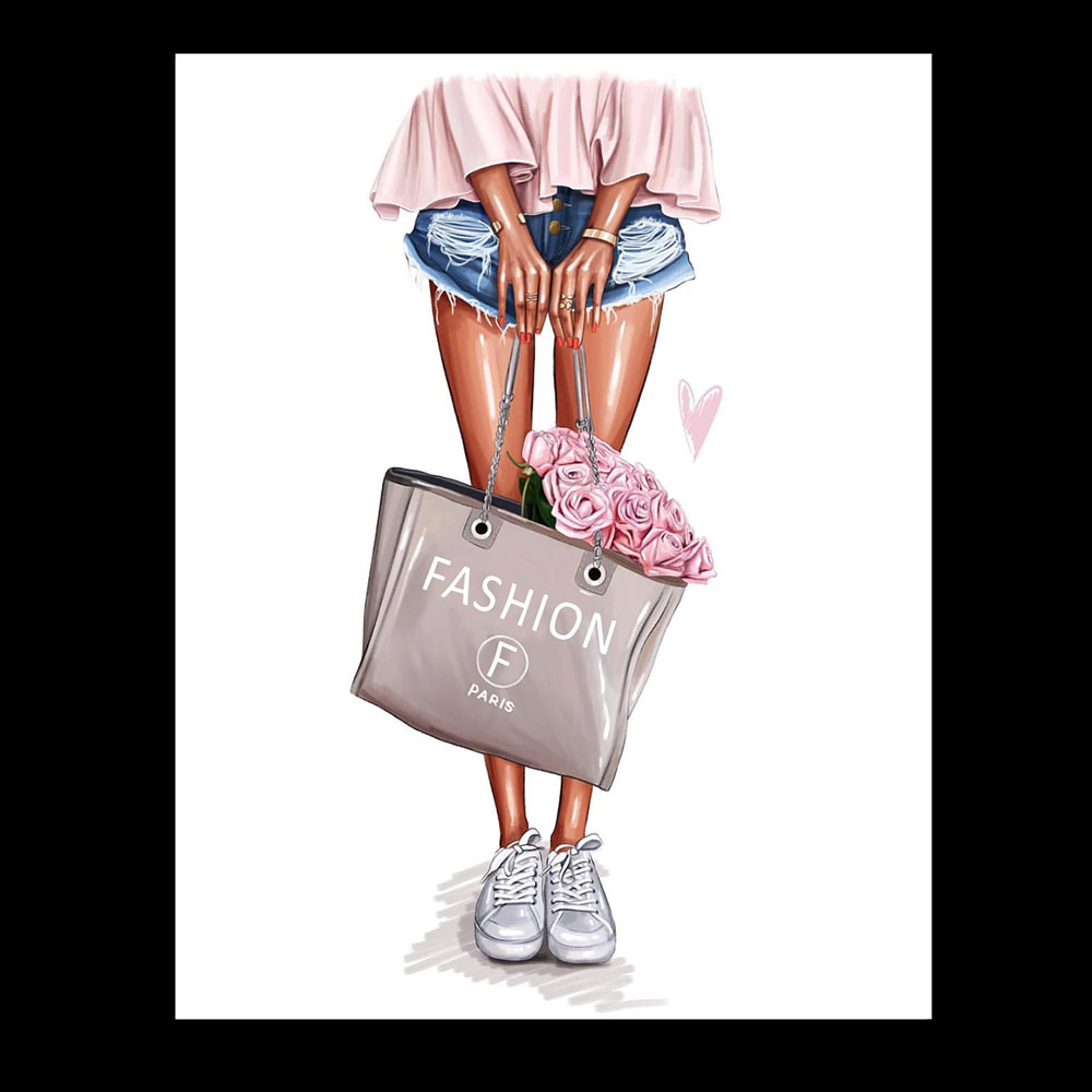 Аппликация пришивная Девушка ноги, сумка FASHION, 18*23см, розовая /алтас/, шт. Аппликации Пришивные Постер