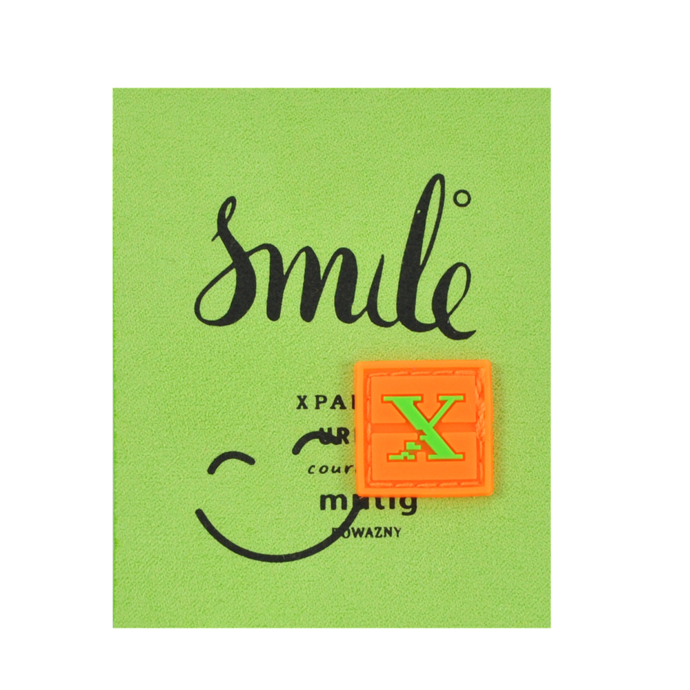 Лейба ткань и резина Smile, 8*6.5см, черный, оранжевый, зеленый, салатовый, шт. Лейба Ткань
