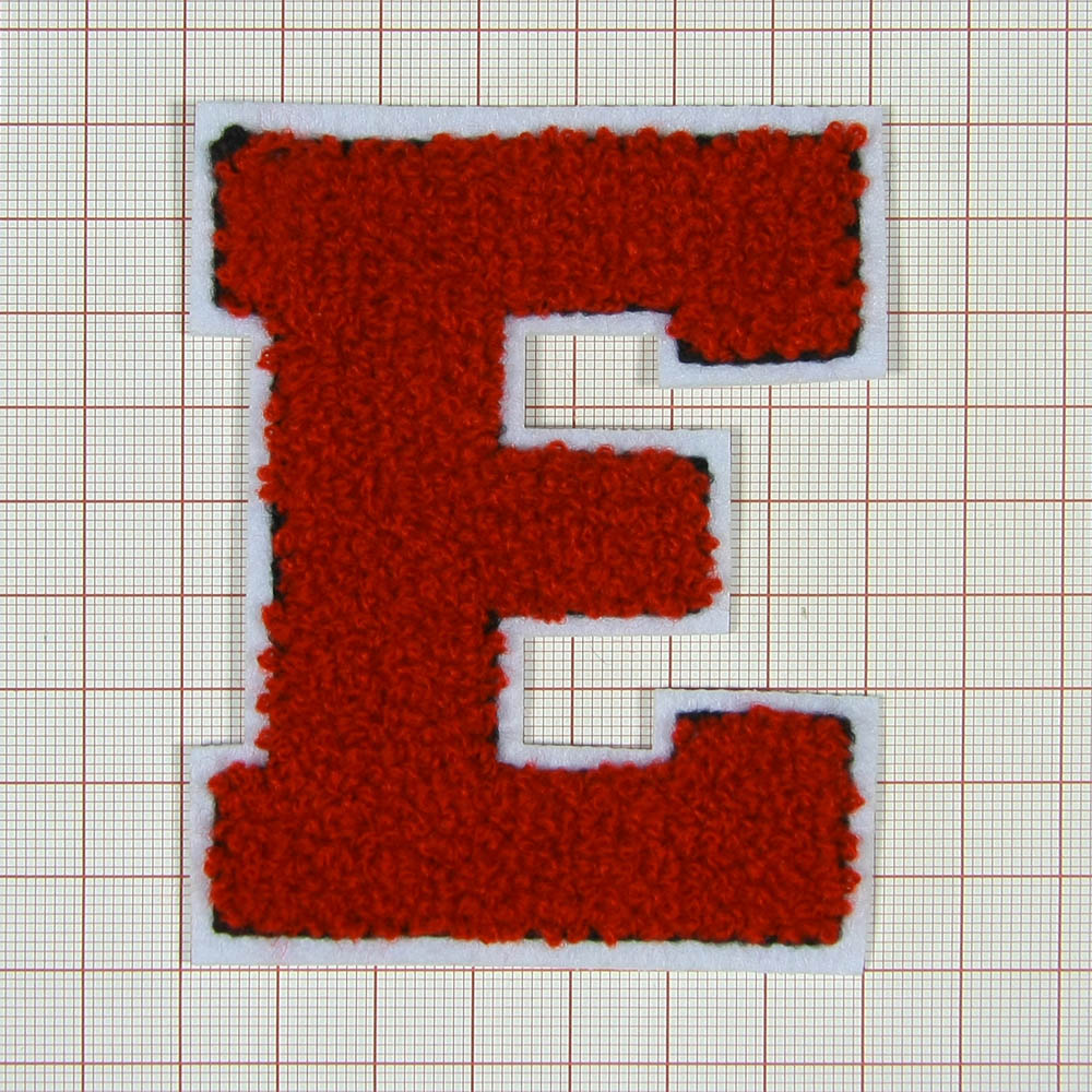 Нашивка махровая E 70*90мм буква красно-белая, шт. Нашивка Махровая