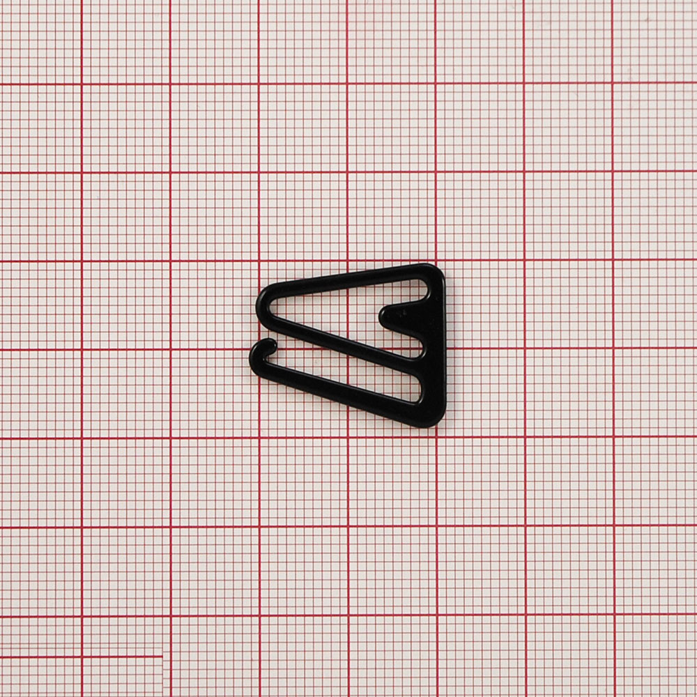 Крючок бельевой металл Косой, 18*14мм (внутр.), 23*18,6мм (внешн.), черный, 1т.шт, уп. Крючок бельевой