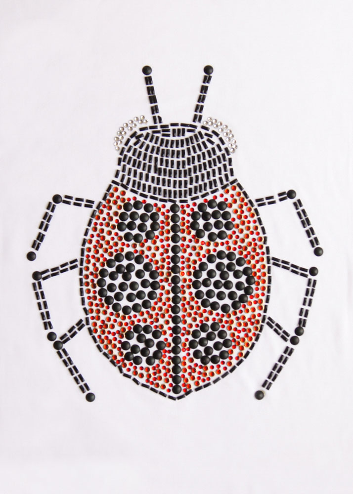 Термоаппликация из страз Божья коровка 28*24см, камни красный, белый, черно-матовый, темно-серый, шт. Аппликации клеевые Рисунки из страз