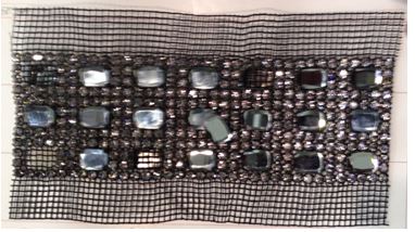 Тесьма стразы на сетке 10см (камни 6см: большие-3 ряда, мелкие-12рядов) BlackDiamond, ярд. Тесьма Стекло