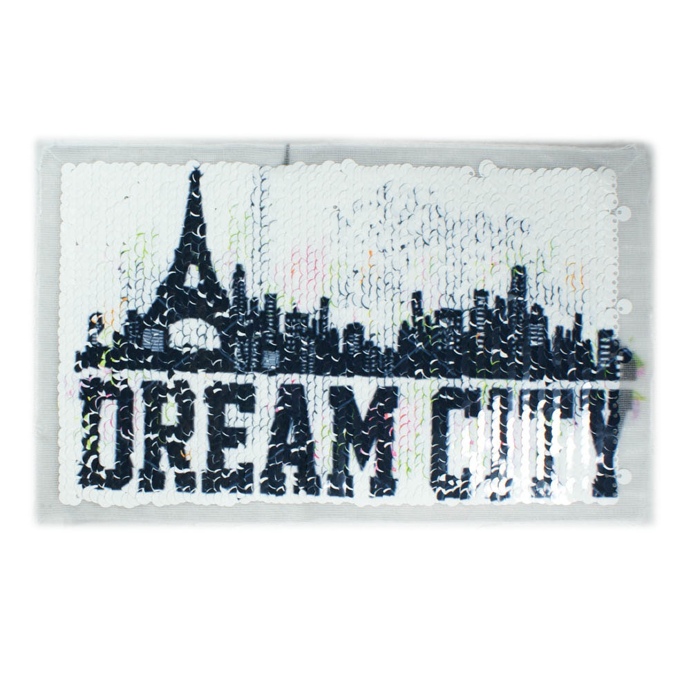 Аппликация пришивная пайетки двусторонняя DREAM CITY/PARIS 12,5*20см цветная, шт. Аппликации Пришивные Пайетки