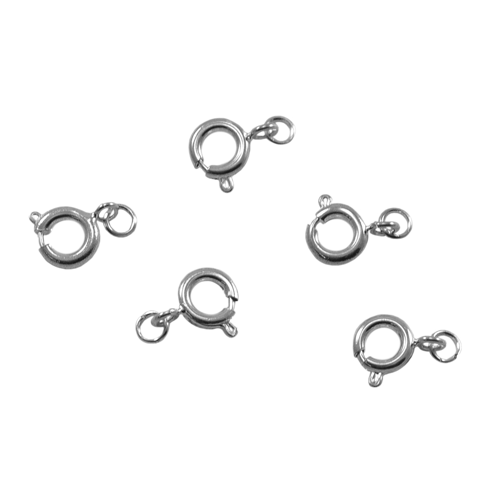 Карабин металл для цепочки с колечком, 5мм, WHITE CHROME, шт.. Застежки металл