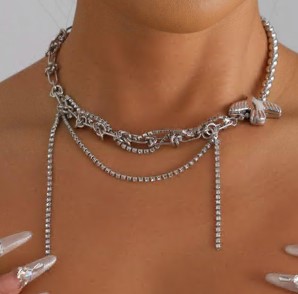 Украшение на шею Колье, 40+5см, серебро, цепочки, камни, шт. Украшения