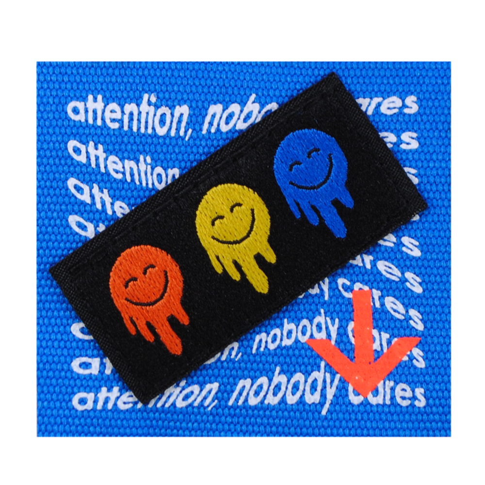 Лейба ткань Смайлики, 6*5,5см, чёрный, синий, оранжевый, белый, шт. Лейба Ткань