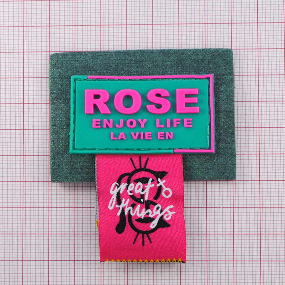 Лейба рез., кожзам ROSE enjoy life, 8*7см, зел., роз., бирюза, черн., бел., шт. Лейба Резина