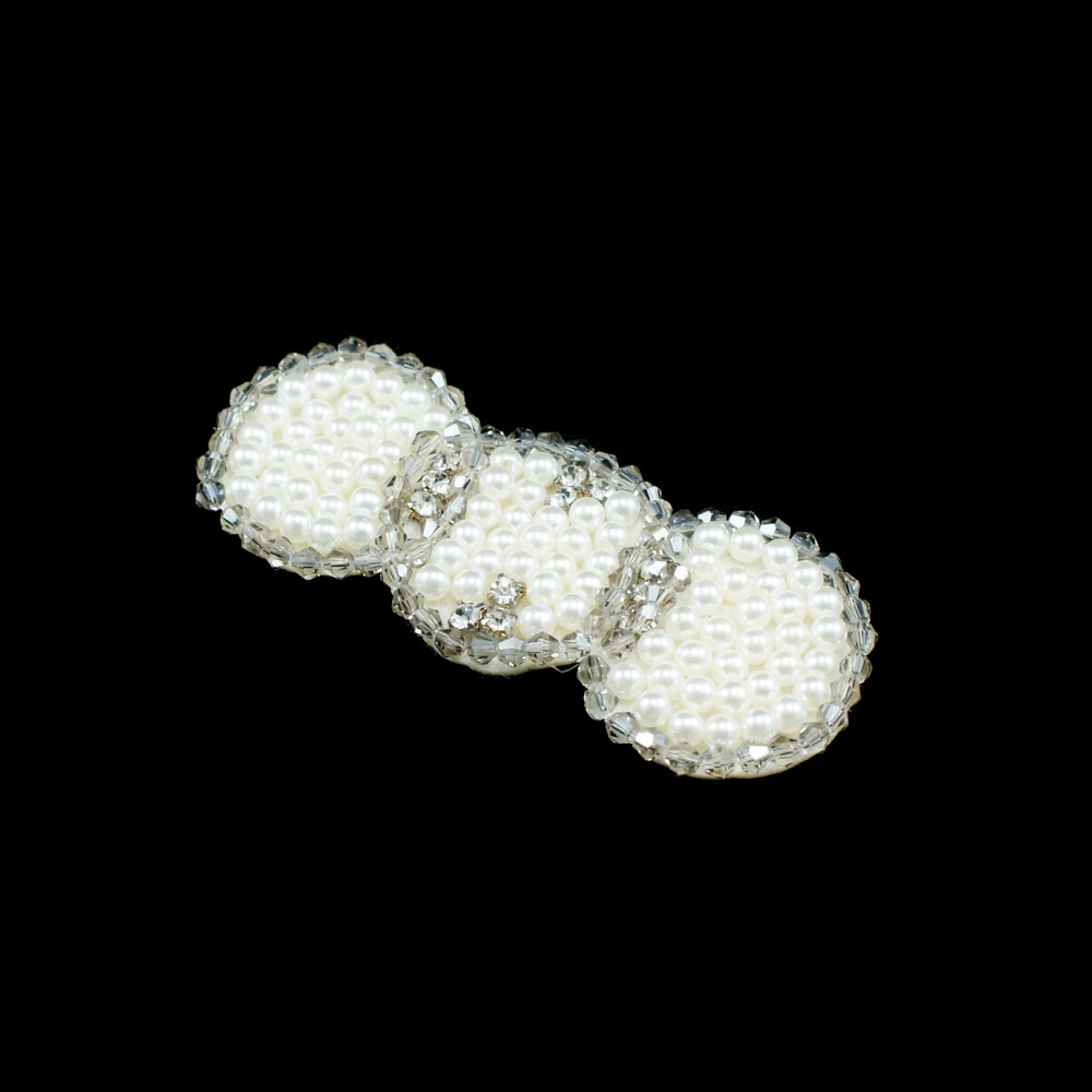 Аппликация декор бел. флиз. три Кольца-икра-бел. жемчуг. Аппликация Декор