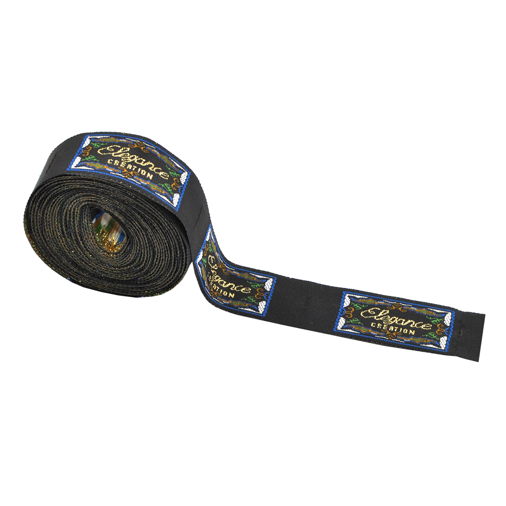 Этикетка тканевая вышитая Elegance № 3, 5,7*1,8см. Вышивка / этикетка тканевая