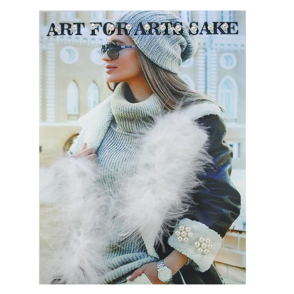 Аппликация пришивная Art For Art Sake, 20*26,3см, черный, белый, бежевый, голубой, жемчуг, перья, шт. Аппликации Пришивные Стразы, Бисер, Металл