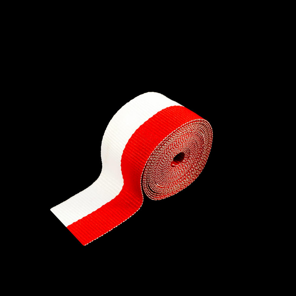 Тесьма 2,5см белый и красный, 50ярд. Тесьма