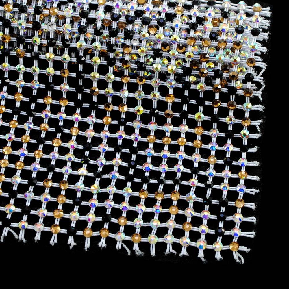 Сеть из резинки со стразами SS16, 24*38см белый, jet black, crystal yellow, шт. Сеть со стразами