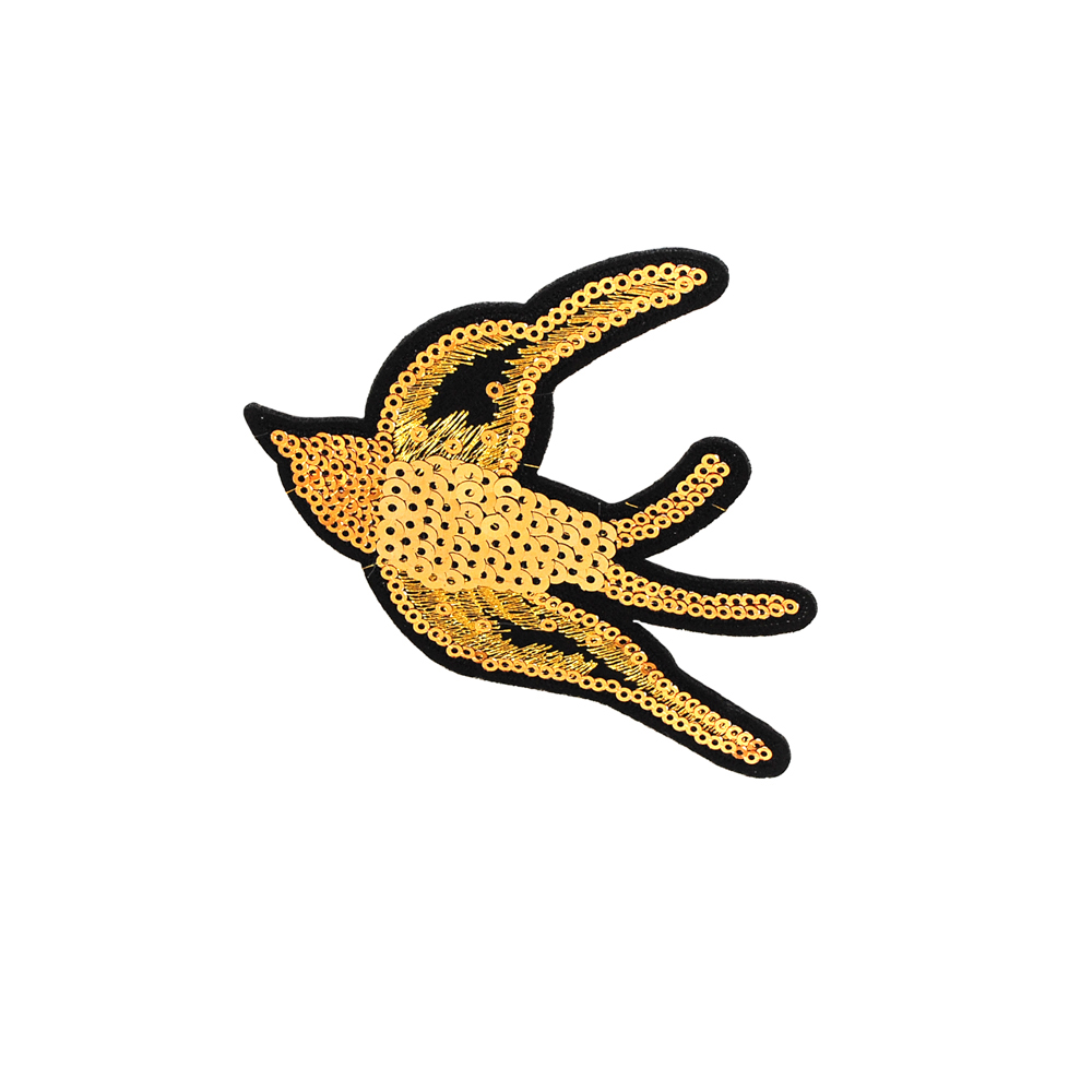 Аппликация клеевая пайетки Колибри 11*10,5см золото, черный, шт. Аппликации клеевые Пайетки