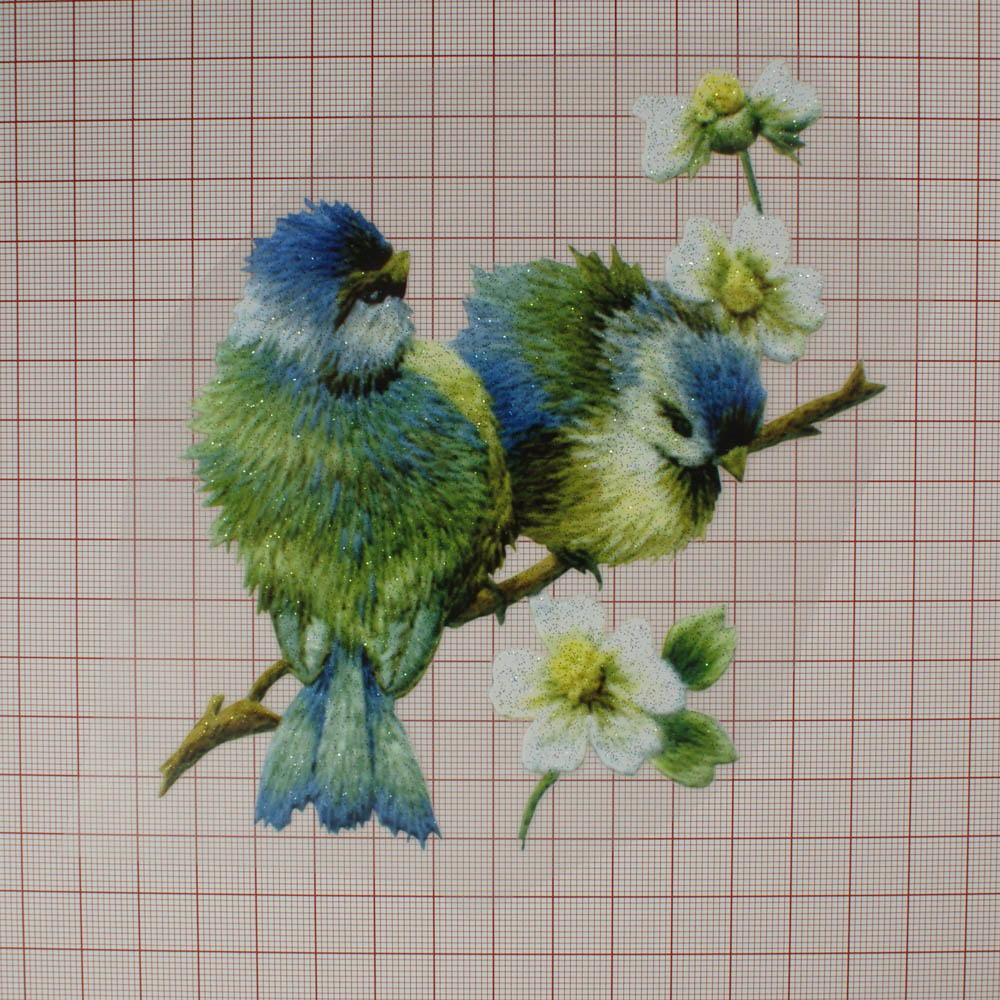 Термоаппликация Птицы Синицы 13,3*12см, цветная, шт. Термоаппликации Накатанный рисунок