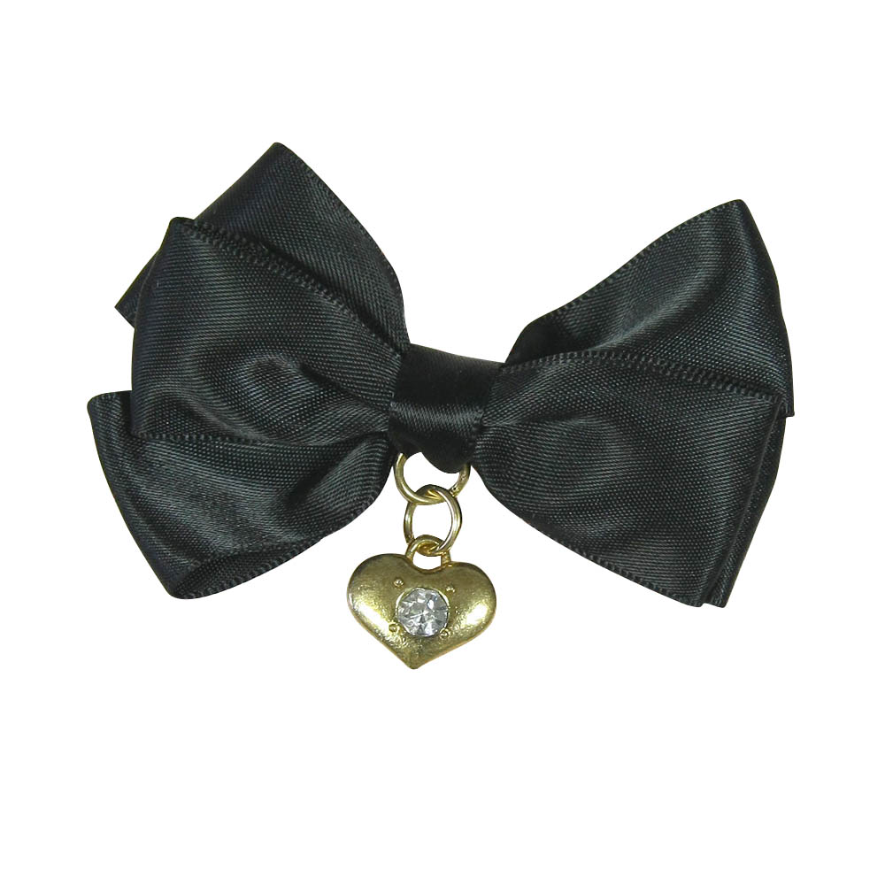 Аппликация декор обувная SABF2149 черный бантик, подвеска-сердце, шт. Аппликации Пришивные Цветы Банты