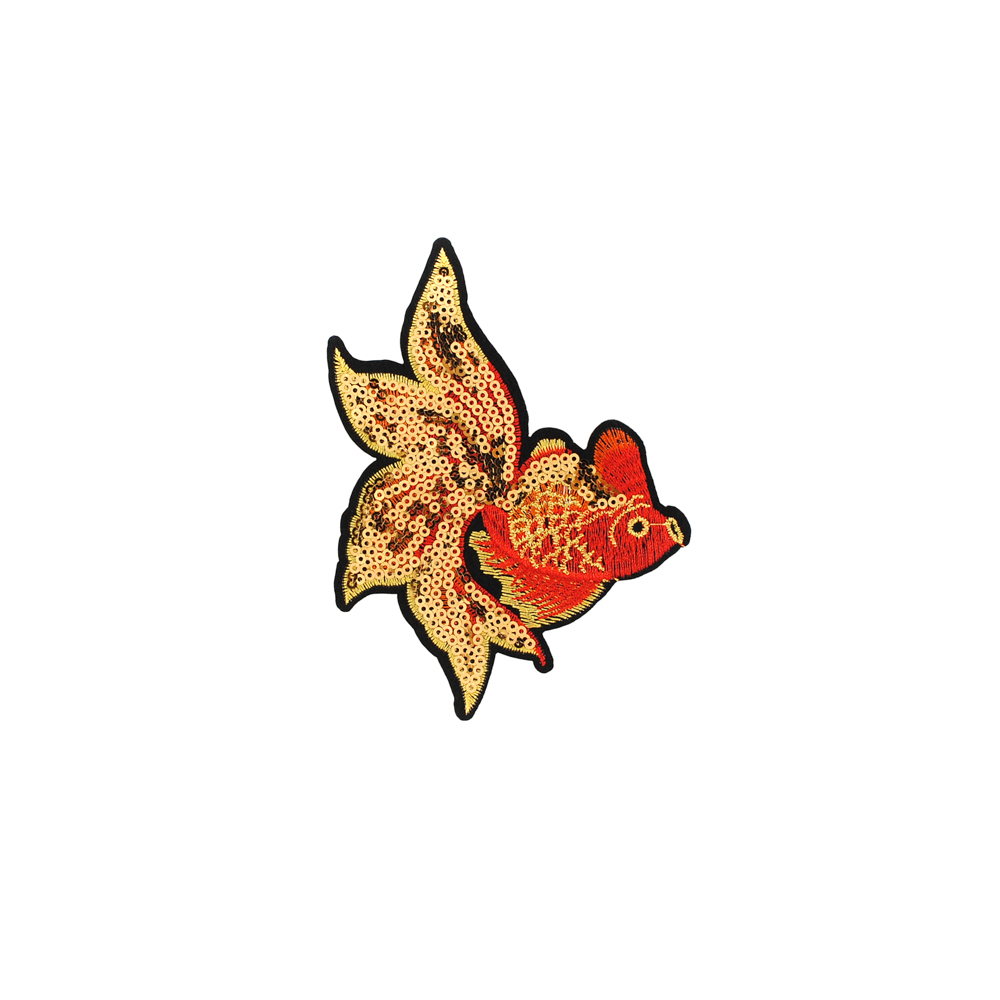 Аппликация клеевая пайетки Золотая Рыбка 10*13см красный, золото, шт. Аппликации клеевые Пайетки
