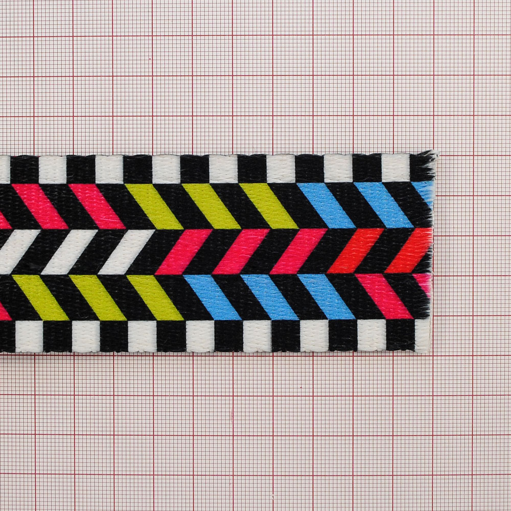 Тесьма Ёлочка шахматка 5см, черный, светло-серый, голубой, красный, малиновый., салатный, 50ярд. Тесьма