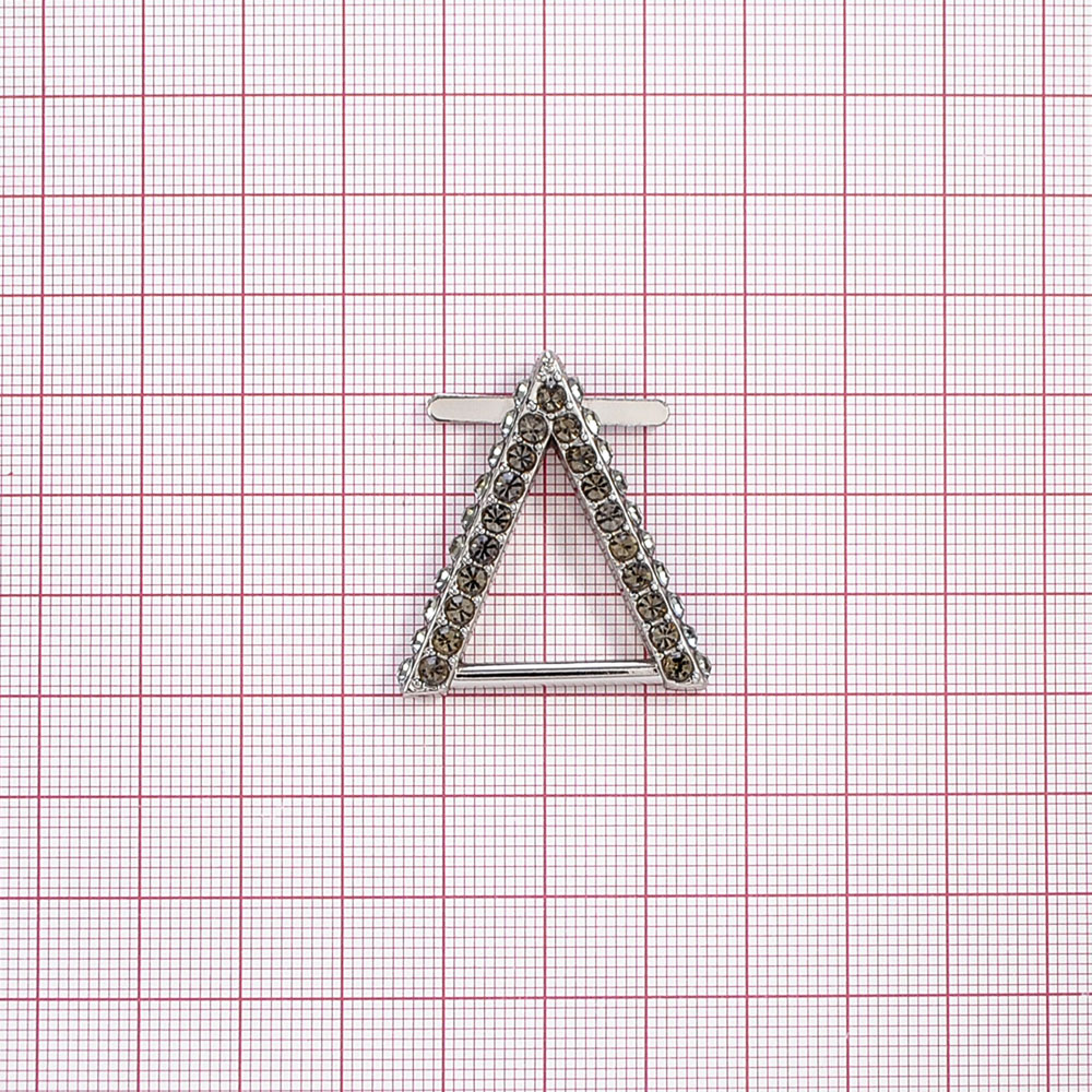 Краб камни и металл Треугольник, 3*3,3см, никель, black diamond, шт. Крабы Металл Геометрия Декор