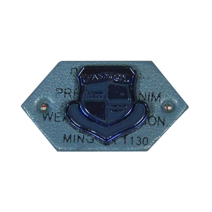 Лейба кожзам Fashion Герб-пика 30*16мм серая, темно-синий. Лейба Кожзам