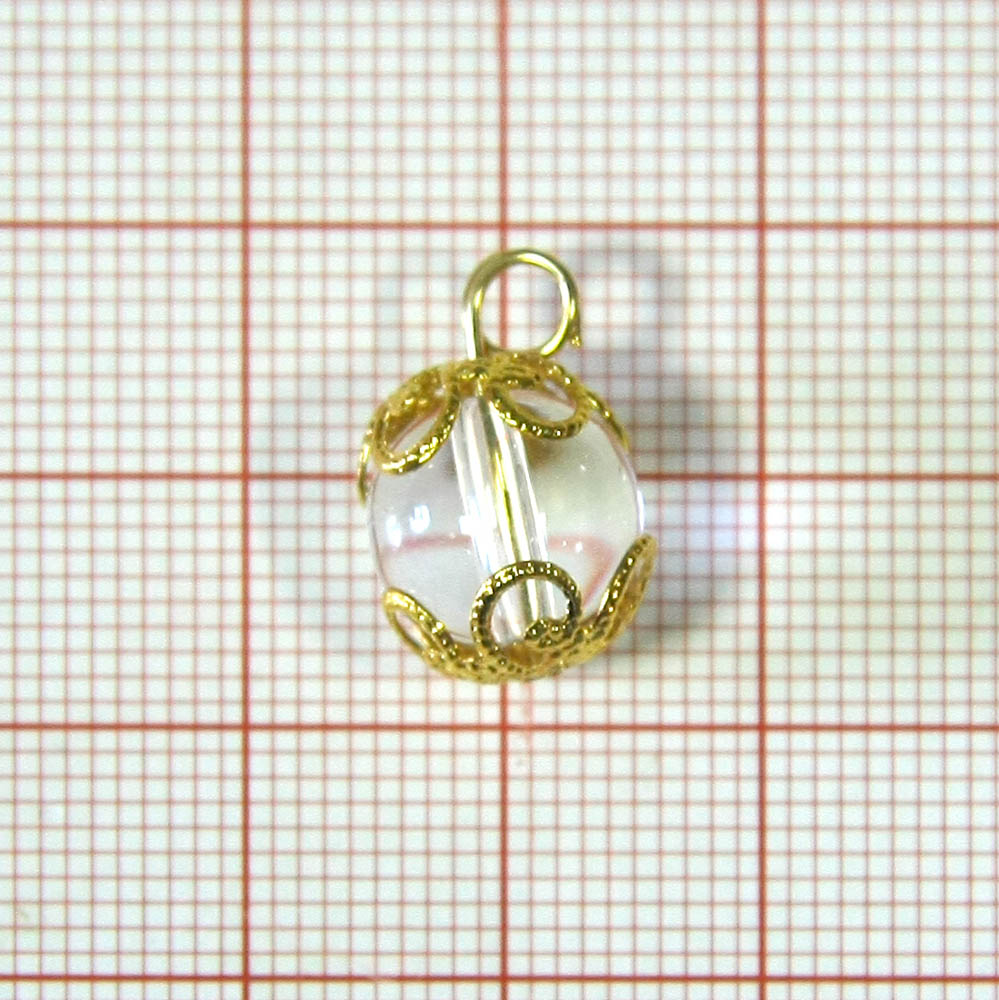 Подвеска Фонарик 11*15мм прозрачная бусина, GOLD, шт. Подвески