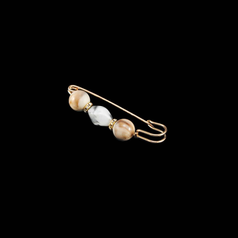 Булавка Декоративные камни 7,3*2,5 бежевый, серый, светло-коричневый, шт. Булавки