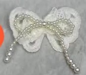 Аппликация тканевая пришивная Бант, белый, бусины, шт. Аппликации Пришивные Цветы Банты