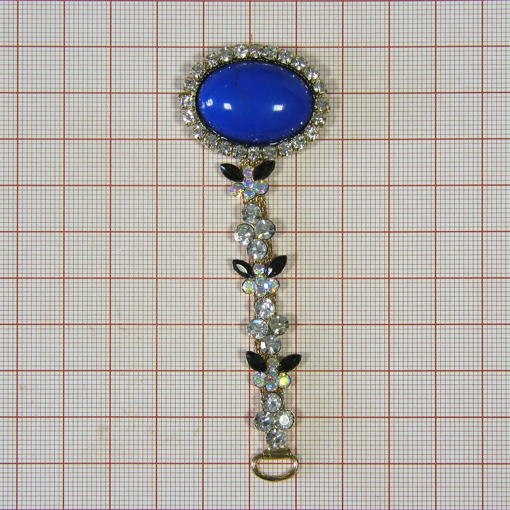 Краб металлHW-2054 перетяжка с крабом, центр - крупный синий камень круглый, NIKEL. Крабы Металл Геометрия Декор