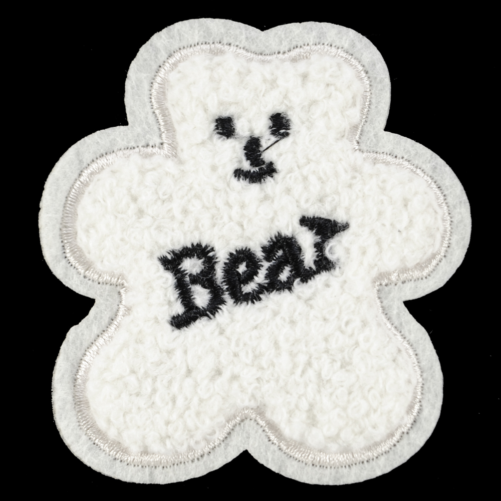 Нашивка махровая пришив. Мишка Bear, 7*6,5см, черн.,бел., шт. Нашивка Махровая