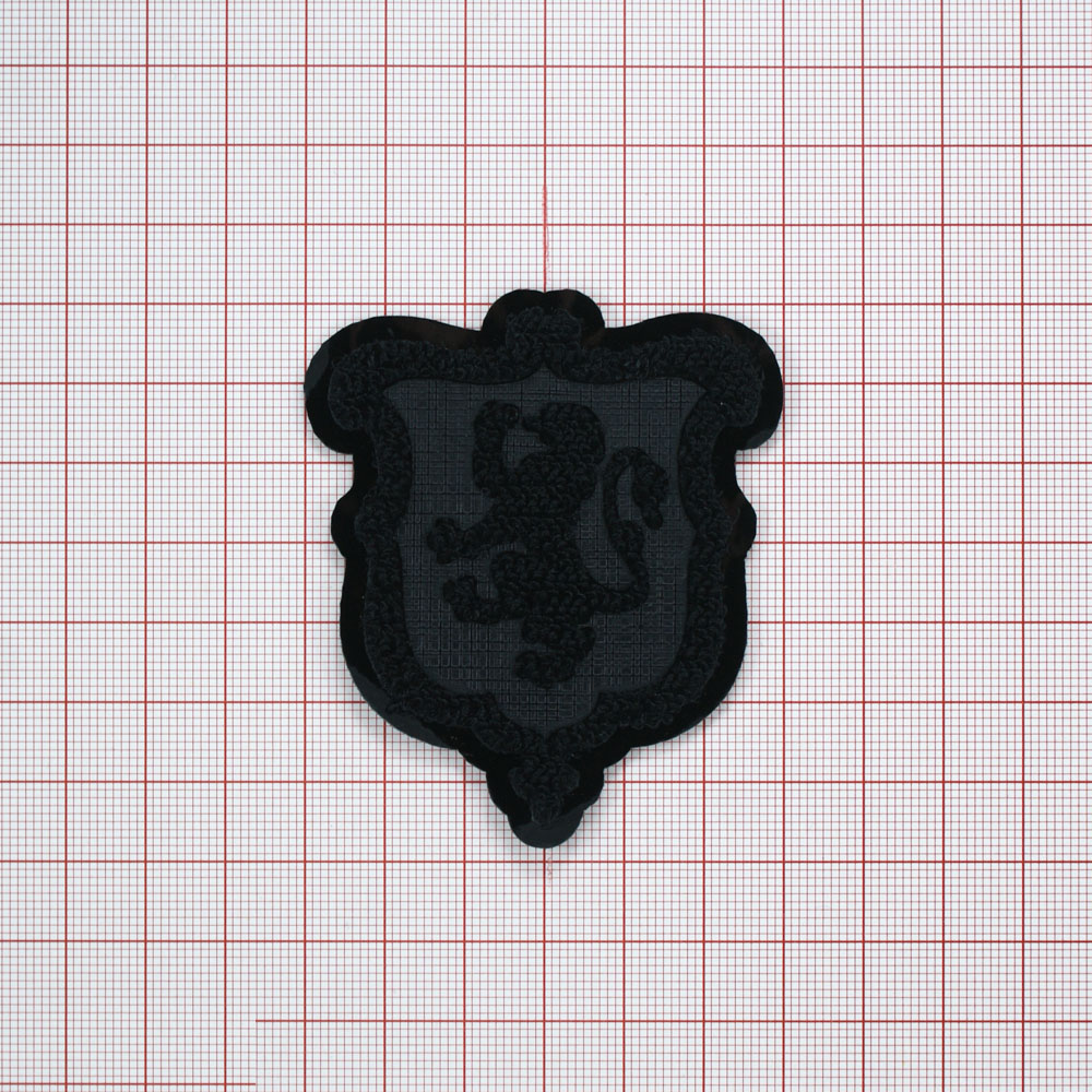 Лейба п/у Герб и вышивка 6*7см черный, ворс. Лейба Кожзам