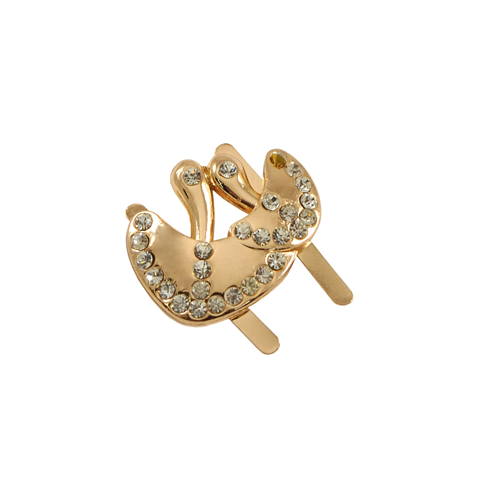 Краб металл Грибочки левый 26*21мм GOLD, белые камни, шт. Крабы Металл Геометрия Декор