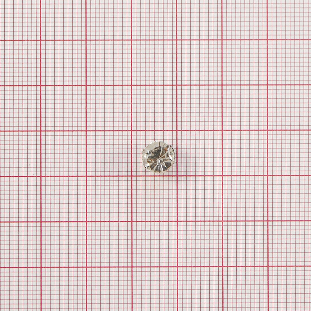 Стразы пришивные в металле круглые, круглые зажимы, 7мм, crystal, шт. Стразы пришивные в металле