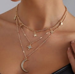 Ожерелье Луна, 40+5см, золото, стразы,  шт. Украшения