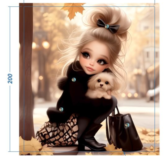 Аппликация композит, Девочка с щенком, 18*20см, королевский атлас, сублимация, лазер, SS20 32596, шт. Аппликация композит