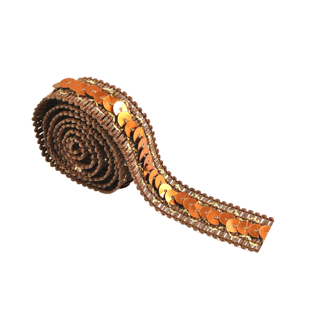 Тесьма пайетки 1,5см № 5 /коричневый, медь/10ярд. Тесьма Разное