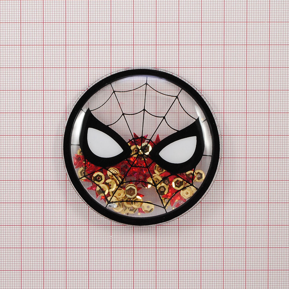 Аппликация клеевая силиконовая Аквариум Spider Man, 7*7см, прозрачный, черный, белый, золотой, красный, шт. Аппликации клеевые Резина, Силикон