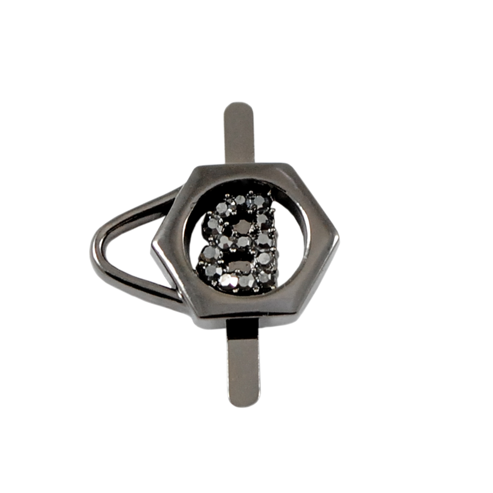 Краб камни и металл Левый, Навесной замок, 2,3*1,5см, матовый никель блек, black diamond, шт. Крабы Металл Геометрия Декор