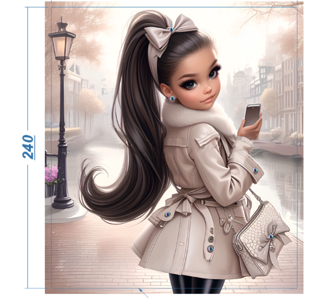 Аппликация композит, Девочка с хвостиком, 21*24см, королевский атлас, сублимация, лазер, SS16 32591, шт. Аппликация композит