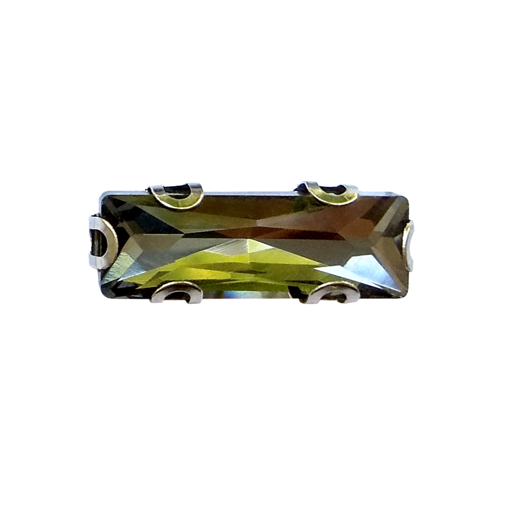 Стразы пришивные в металле, прямоугольник, 6*18мм, hematite, шт. Стразы пришивные в металле