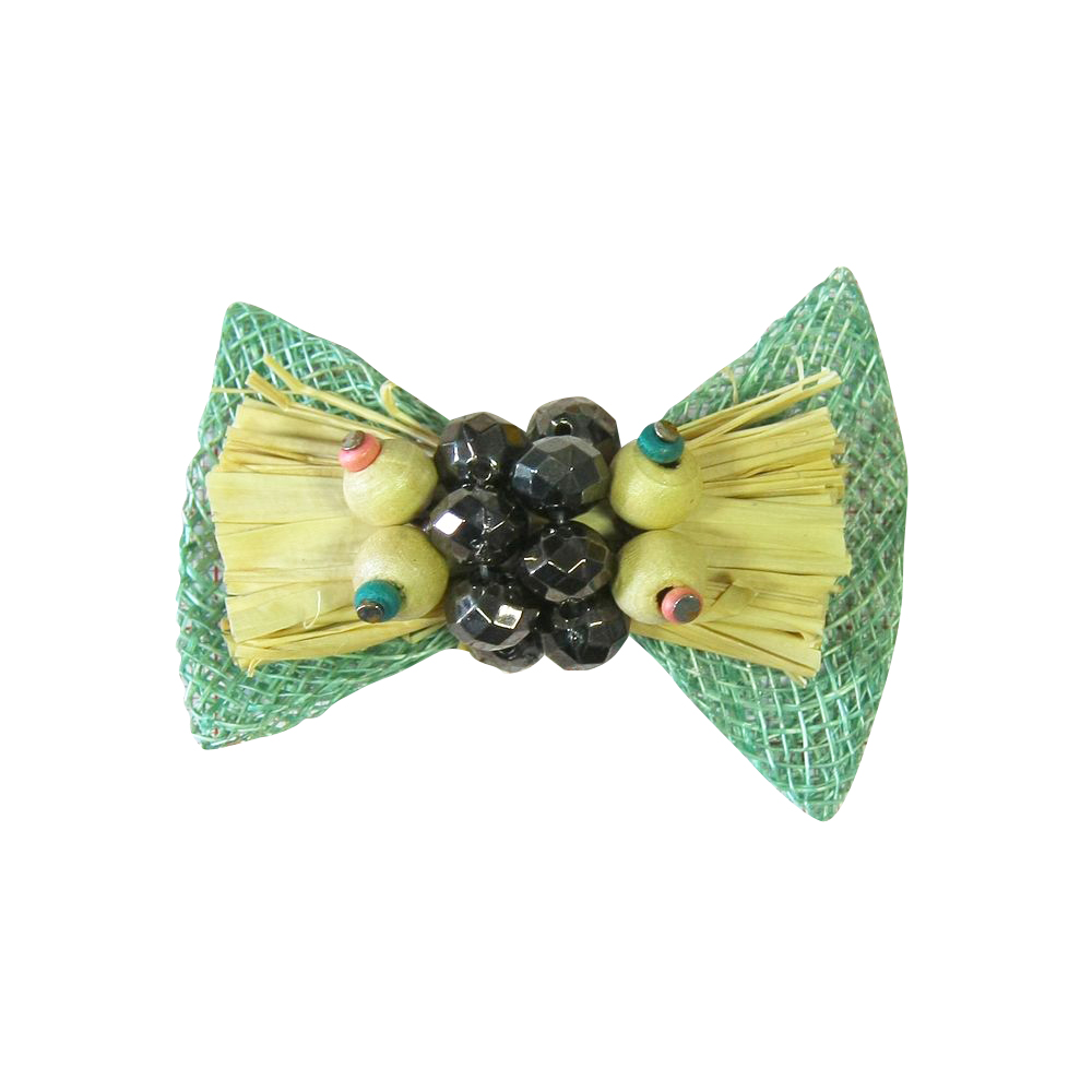 Аппликация декор обувная SF0504-1 зеленый бантик-соломка, шт. Аппликации Пришивные Цветы Банты