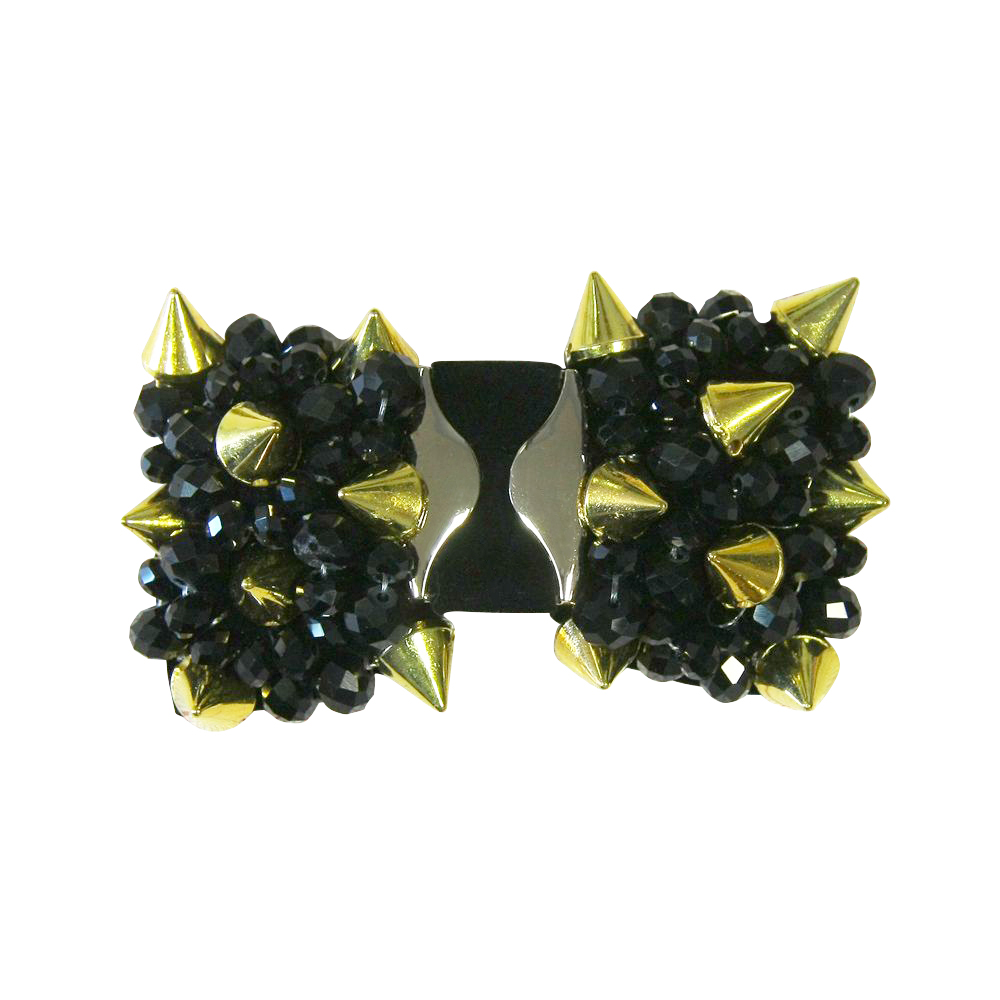 Аппликация декор обувная 50 БАНТ ШИП гладкий, черн. бусины, шт. Аппликации Пришивные Цветы Банты