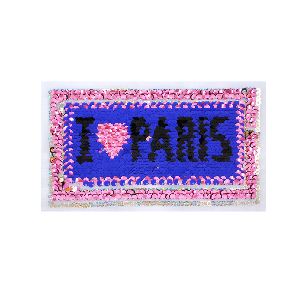 Аппликация пришивная пайетки PARIS, 20*11,5см, розовый, черный, синий, золотой, шт. Аппликации Пришивные Пайетки