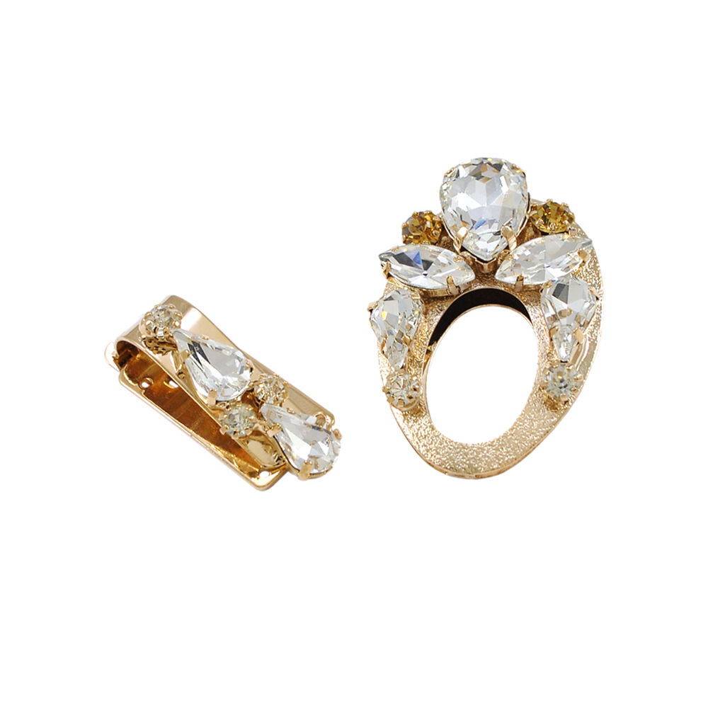 Клипса шубная 3279891 GOLD, белая, топаз камни /80*35мм/, шт. Клипсы шубные, крючки