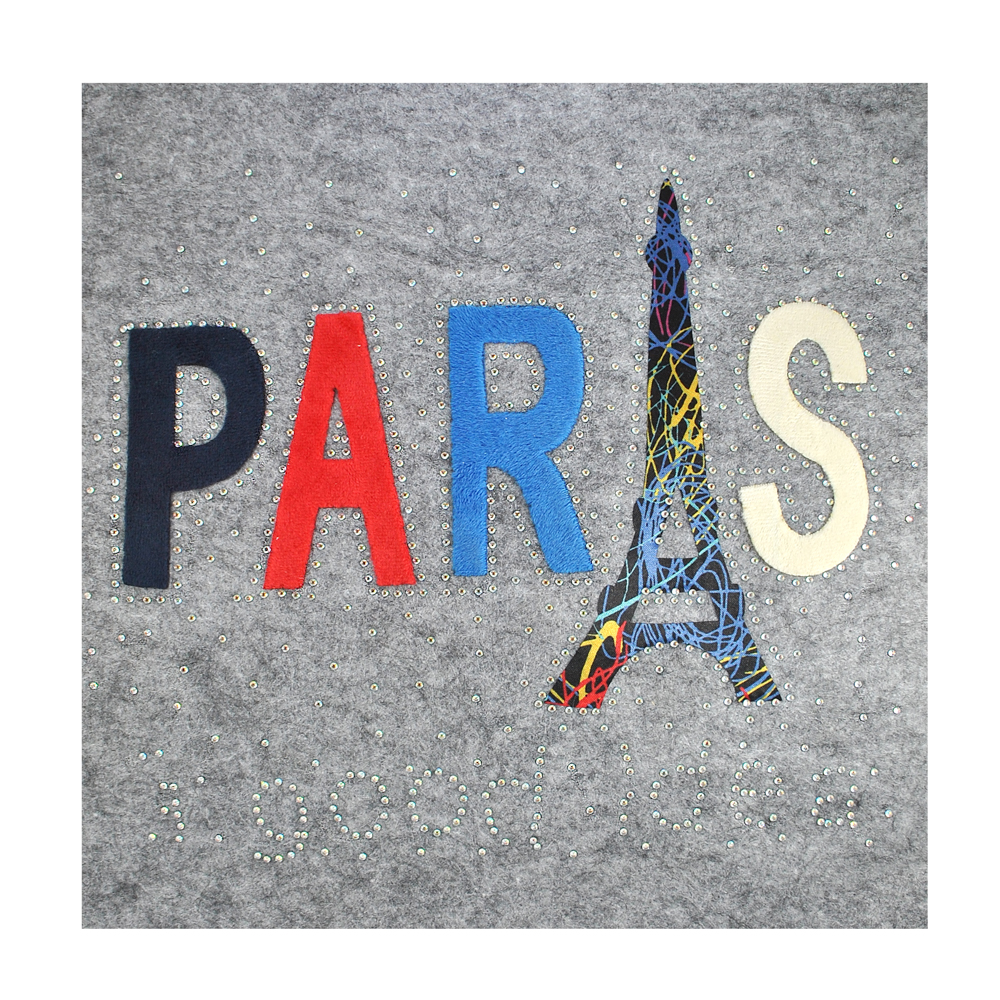 Термоаппликация тканевая со стразами PARIS Башня 26*22см черный, красный, синий, бежевый, цветной, шт. Аппликации клеевые Тканевые