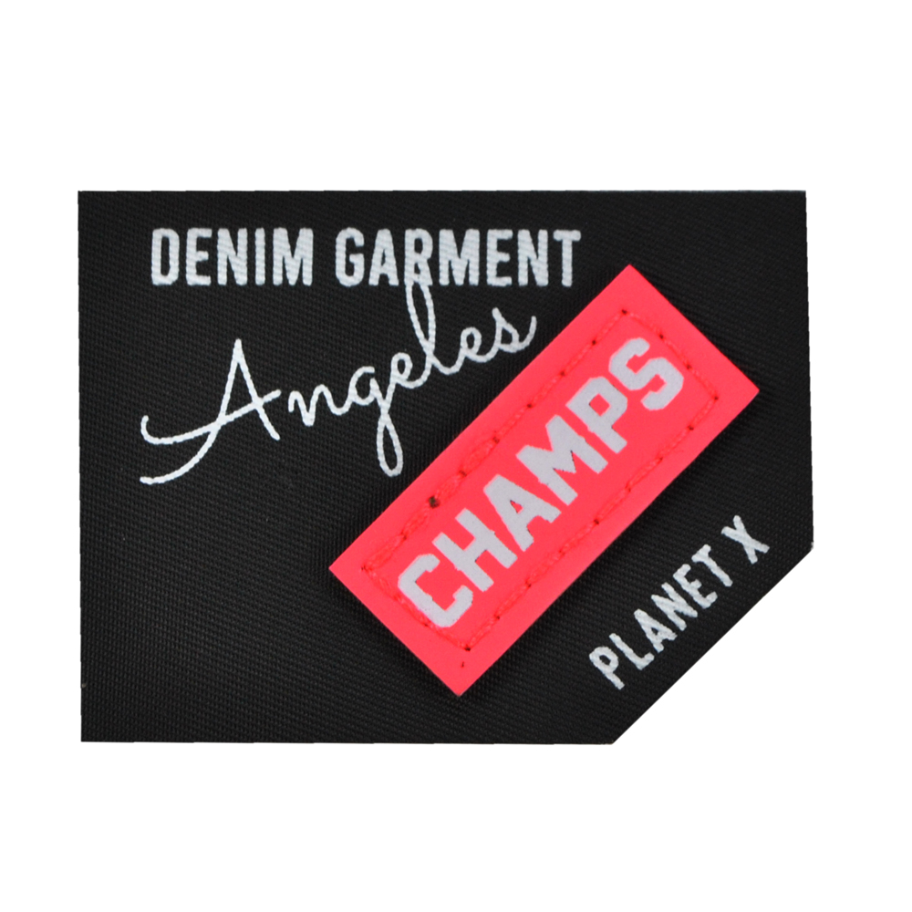 Лейба ткань+кожзам Champs, 6*4.5см, черный, белый, розовый, шт. Лейба Ткань