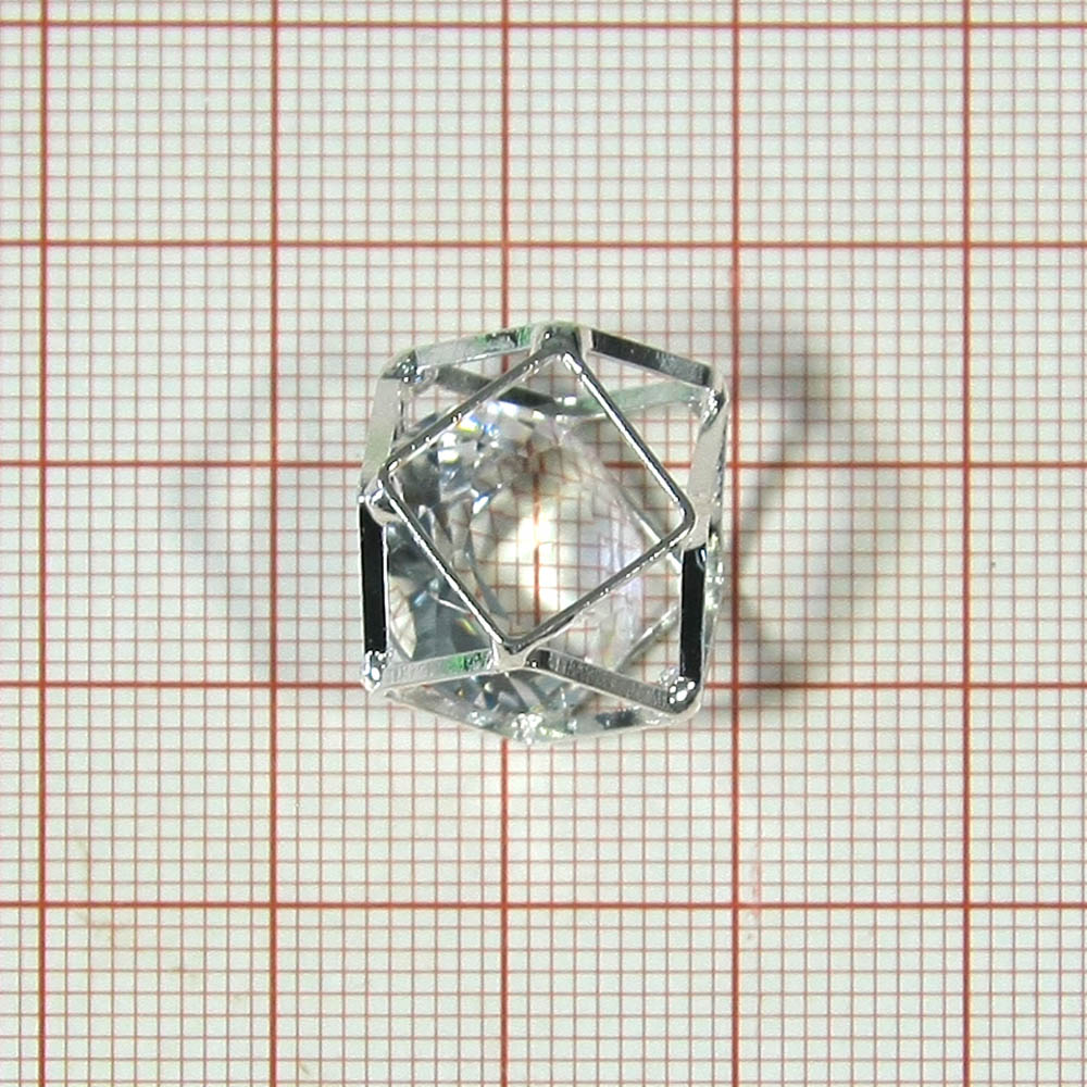 Декор металл пришивной Кристалл в шаре NIKEL, бел.камень, 15*16мм. Камень в оправе пришивной
