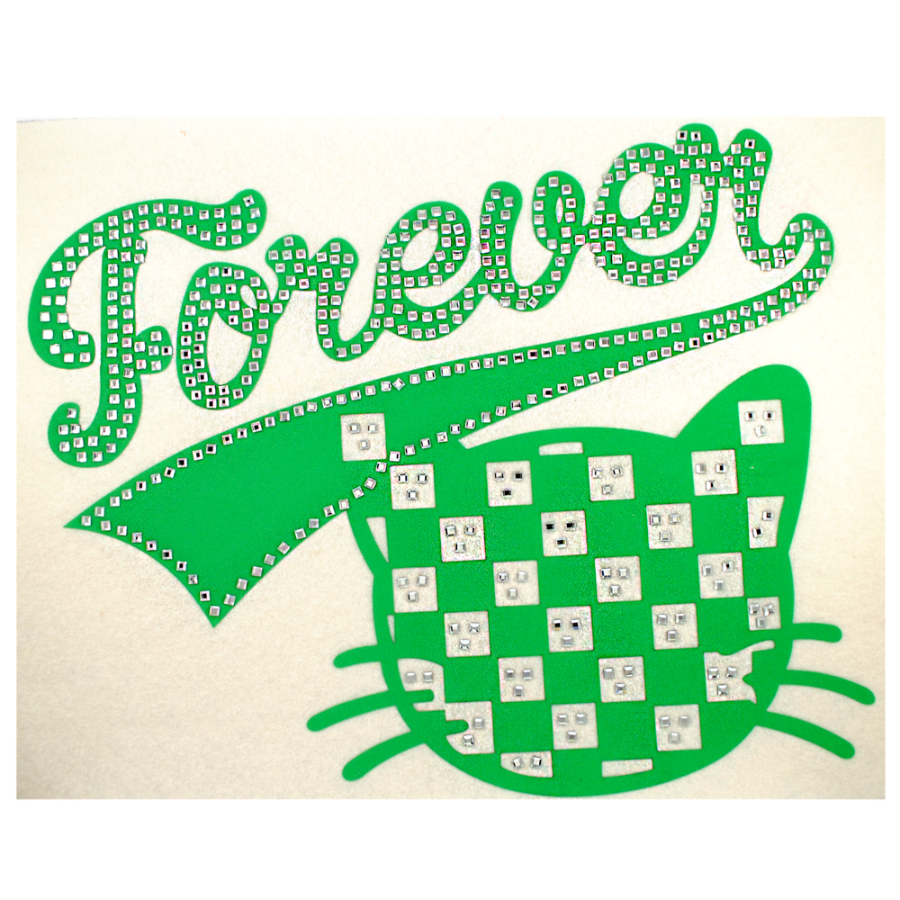 Термоаппликация тк. со стр. Кот Forever, 24*19,5см, зел., шт. Термопереводки Ассорти