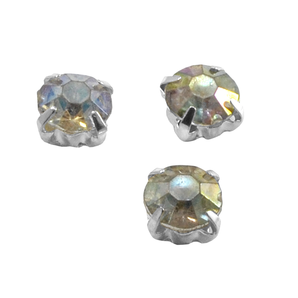 Стразы пришивные (8мм) NIKEL камень хамелеон, 1тыс.шт. Стразы приш. в металле