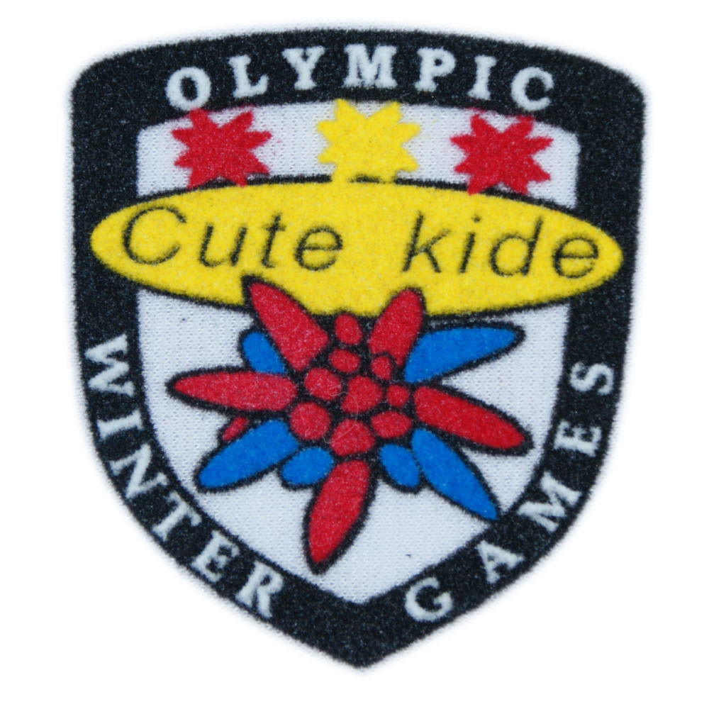 Термоаппликация флок OLYMPIC WINTER GAMES, 70*65мм, фигурная, черный, красный, синий, желтый, белый, шт. Термопереводки Флок